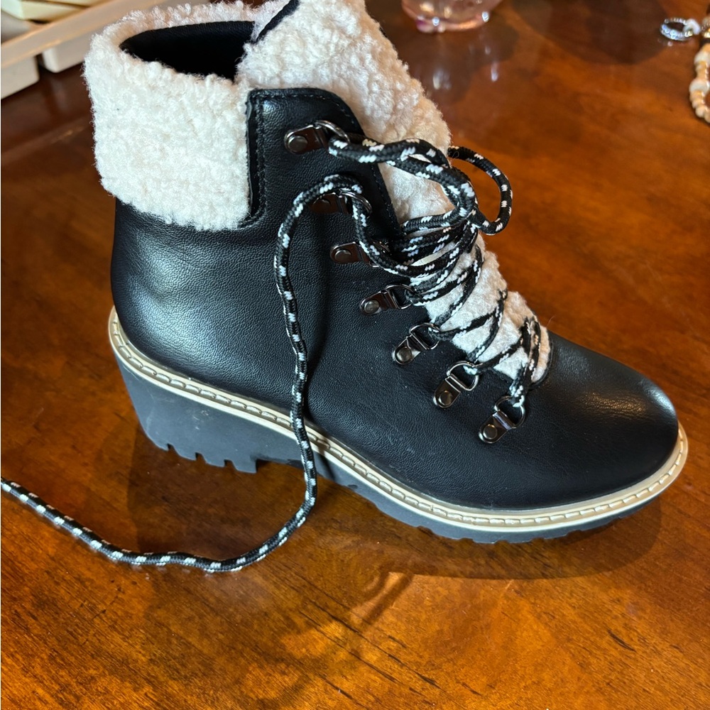 Corkys Black and White Winter Boots with Sherpa Lining